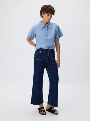 Reserved - Jeansy culotte - granatowy