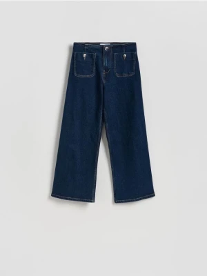 Reserved - Jeansy culotte - granatowy