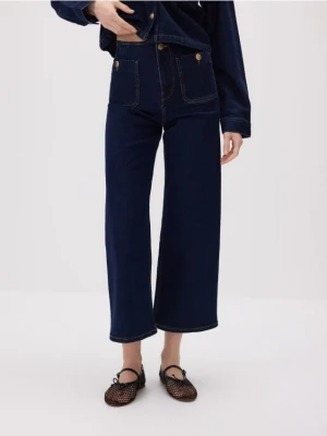 Reserved - Jeansy culotte - granatowy