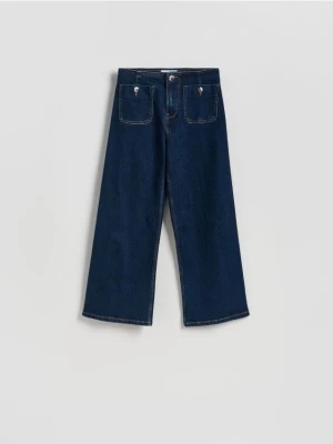 Reserved - Jeansy culotte - granatowy