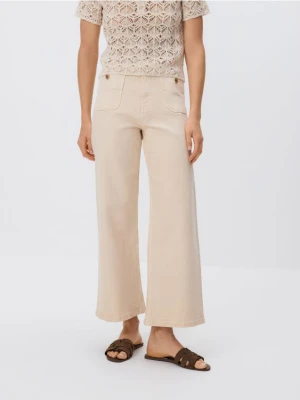Reserved - Jeansy culotte - kremowy