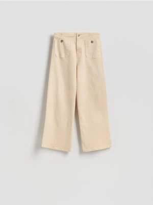 Reserved - Jeansy culotte - kremowy