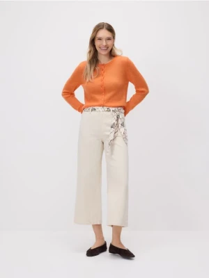 Reserved - Jeansy culotte z chustką - kremowy