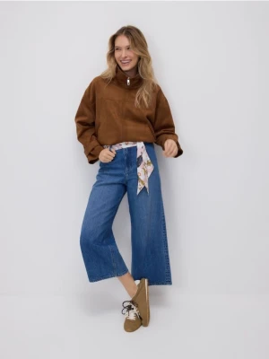 Reserved - Jeansy culotte z chustką - niebieski