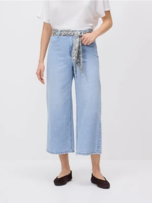 Reserved - Jeansy culotte z chustką - niebieski