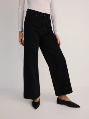 Reserved - Jeansy culotte z wysokim stanem - czarny