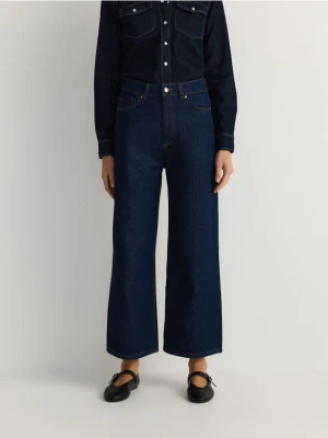 Reserved - Jeansy culotte z wysokim stanem - granatowy