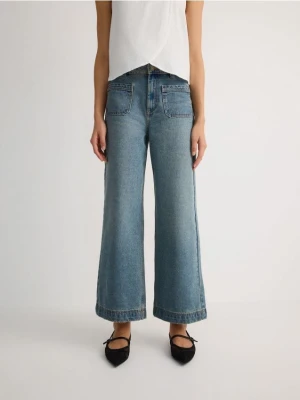Reserved - Jeansy culotte z wysokim stanem - niebieski