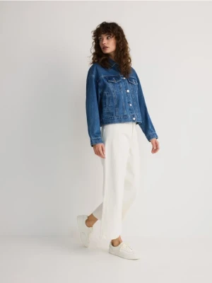 Reserved - Jeansy culotte z wysokim stanem - złamana biel