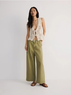Reserved - Jeansy culotte - zielony