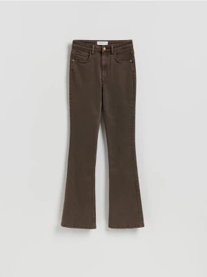 Reserved - Jeansy flare bootcut - brązowy