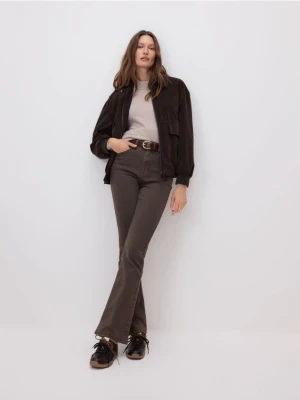 Reserved - Jeansy flare bootcut - brązowy