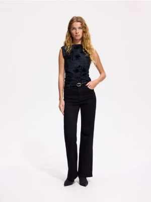 Reserved - Jeansy flare comfort - czarny