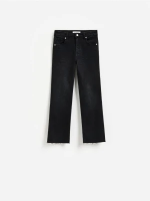 Reserved - Jeansy flare cropped - czarny