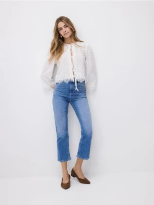 Reserved - Jeansy flare cropped - niebieski
