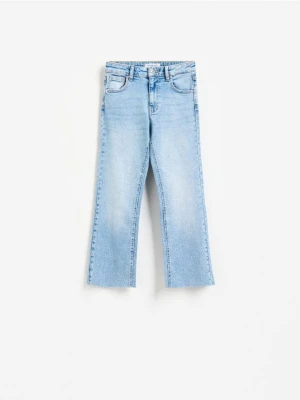Reserved - Jeansy flare cropped - niebieski