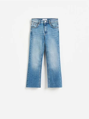 Reserved - Jeansy flare cropped - niebieski