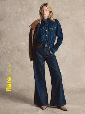 Reserved - Jeansy flare - granatowy