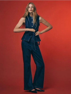 Reserved - Jeansy flare - granatowy