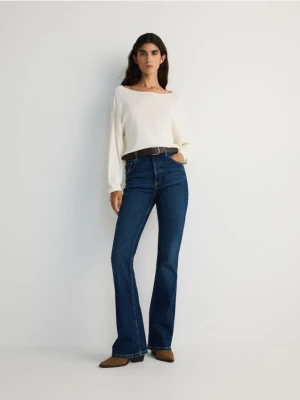 Reserved - Jeansy flare high waist - granatowy