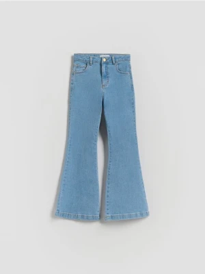 Reserved - Jeansy flare high waist - niebieski