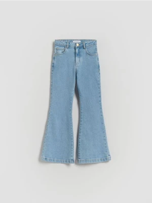 Reserved - Jeansy flare high waist - niebieski
