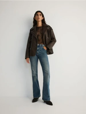 Reserved - Jeansy flare high waist - niebieski