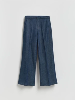 Reserved - Jeansy flare z kantem - granatowy