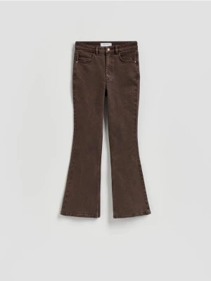 Reserved - Jeansy flare z krótszą nogawką - dark grey jeans