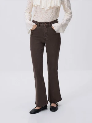 Reserved - Jeansy flare z krótszą nogawką - dark grey jeans