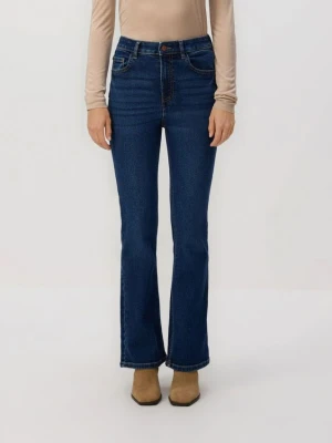 Reserved - Jeansy flare z krótszą nogawką - granatowy