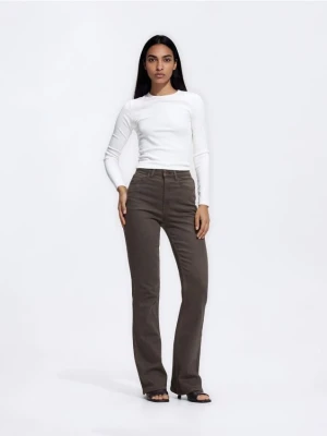 Reserved - Jeansy flare z wysokim stanem - dark grey jeans