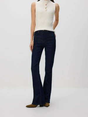 Reserved - Jeansy flare z wysokim stanem - granatowy