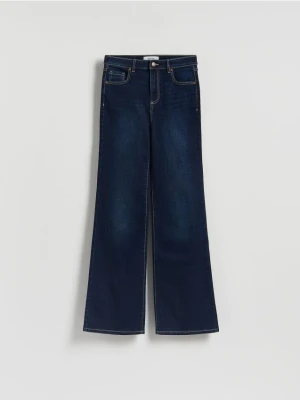 Reserved - Jeansy flare z wysokim stanem - granatowy