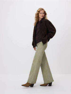 Reserved - Jeansy flare z wysokim stanem - zielony