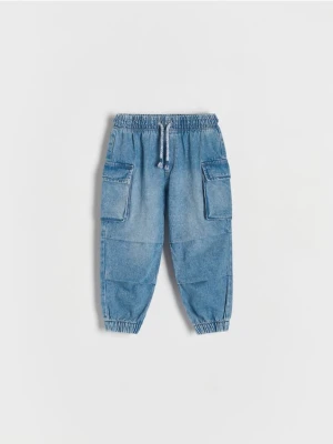 Reserved - Jeansy jogger cargo - niebieski