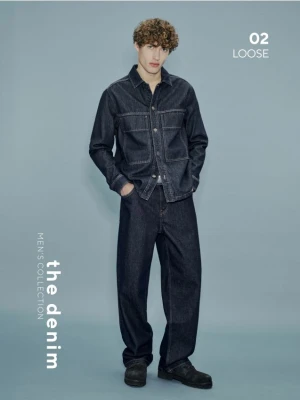 Reserved - Jeansy loose fit - granatowy