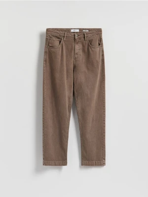 Reserved - Jeansy loose z efektem sprania - brązowy
