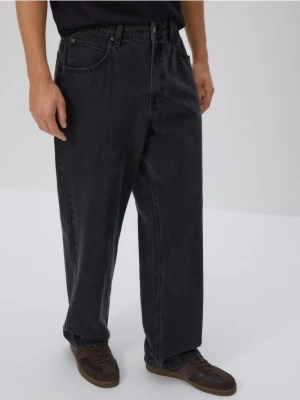 Reserved - Jeansy loose z efektem sprania - czarny