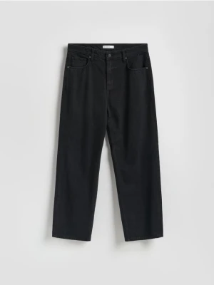 Reserved - Jeansy loose z efektem sprania - czarny