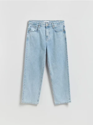 Reserved - Jeansy loose z efektem sprania - niebieski