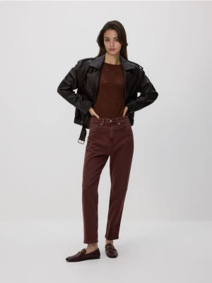 Reserved - Jeansy mom fit - brązowy