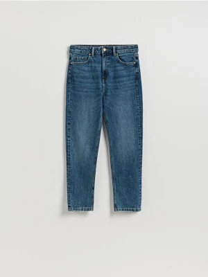 Reserved - Jeansy mom fit slim - granatowy