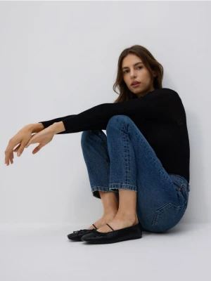 Reserved - Jeansy mom fit slim - granatowy