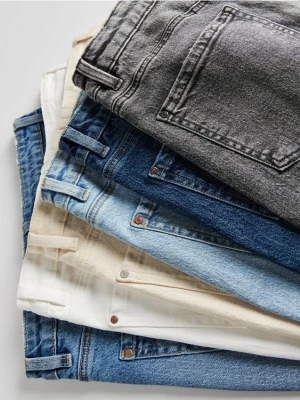 Reserved - Jeansy mom fit slim - granatowy