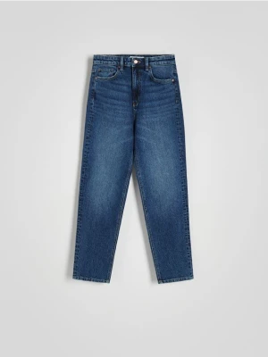 Reserved - Jeansy mom fit slim - granatowy