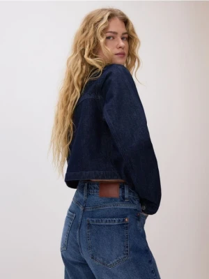 Reserved - Jeansy mom fit slim - granatowy