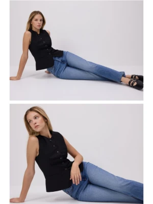 Reserved - Jeansy mom fit slim - niebieski