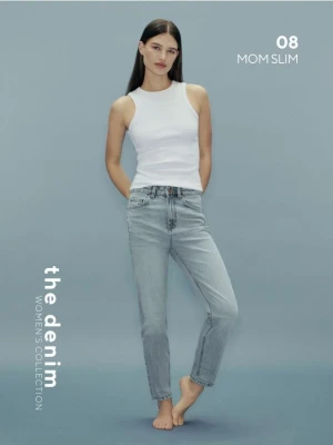 Reserved - Jeansy mom fit slim - niebieski