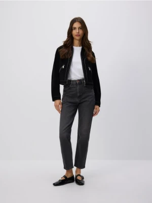 Reserved - Jeansy mom fit slim - szary